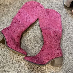 Pink rhinestone cowboy boots